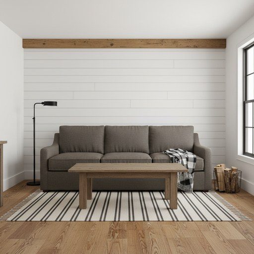 A room in a farmhouse style: warm, worn, practical furniture and surfaces.